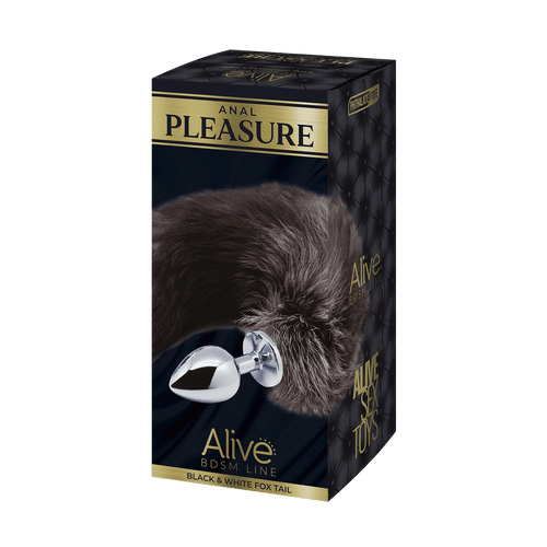 Alive - Plug Anal de Metal con Cola de Zorro Talla S - Blanco y Negro