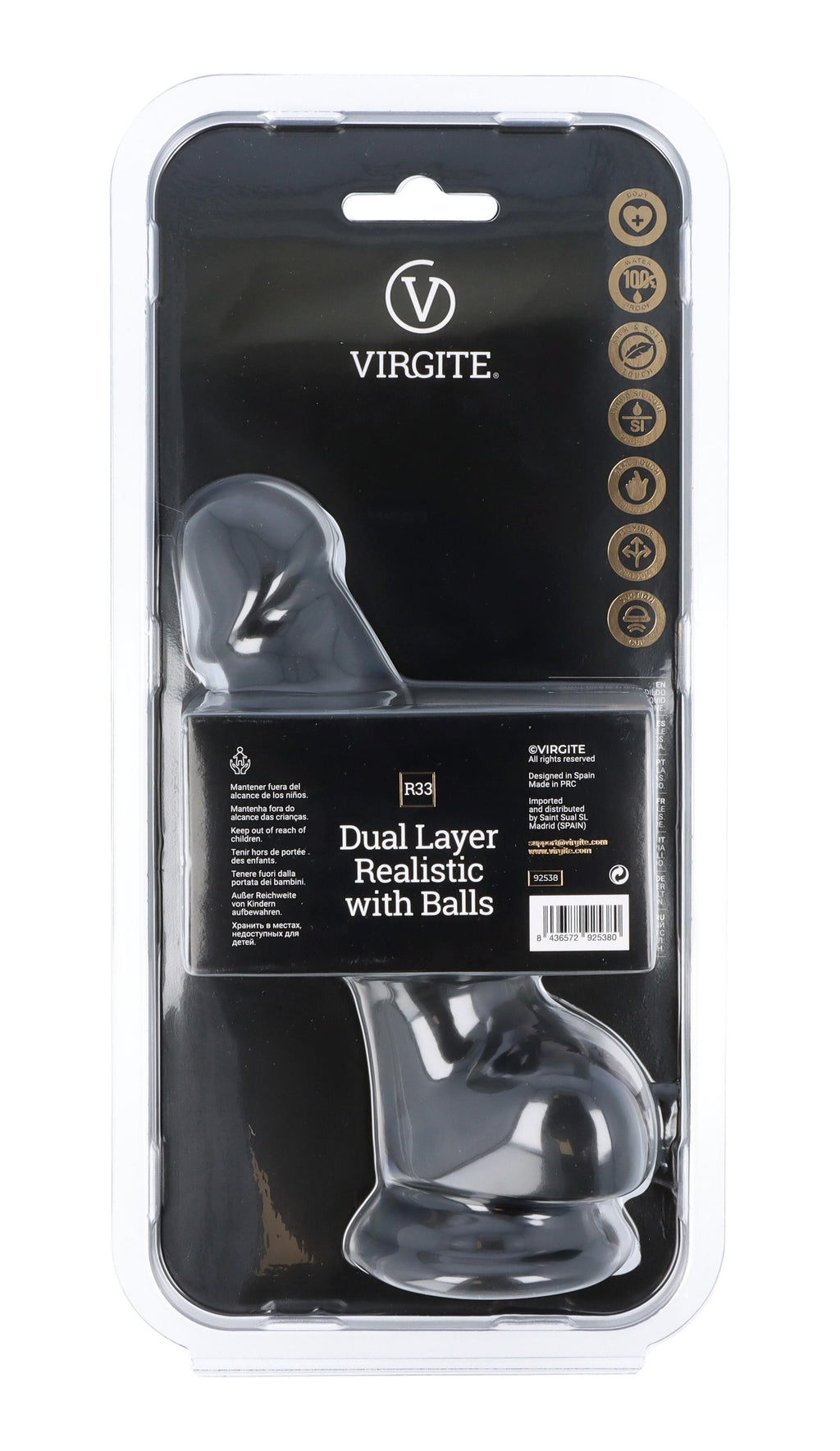 DOBLE CAPA REALISTA 18,5 CM CON BOLAS R33 NEGRO