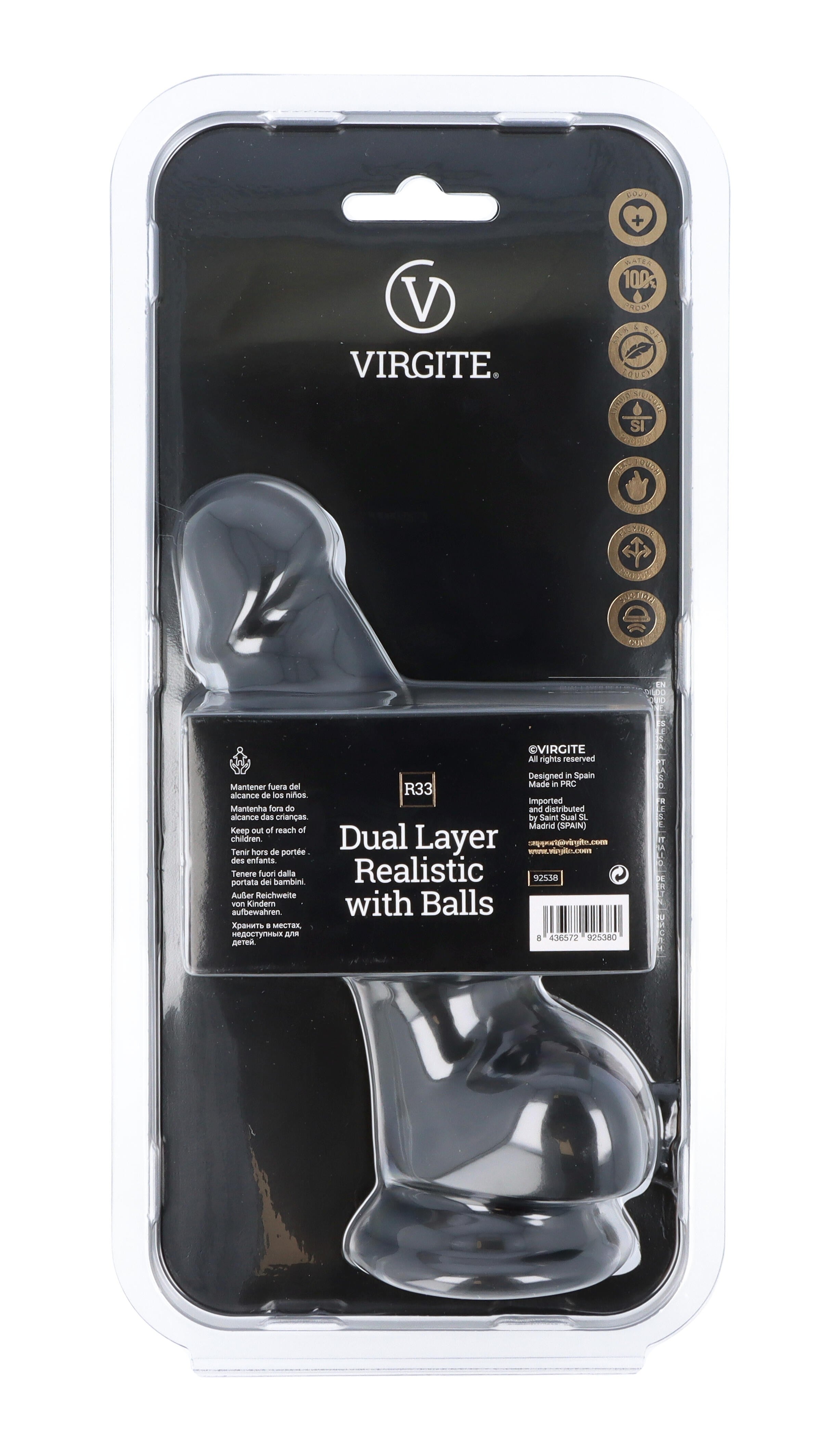 DOBLE CAPA REALISTA 18,5 CM CON BOLAS R33 NEGRO