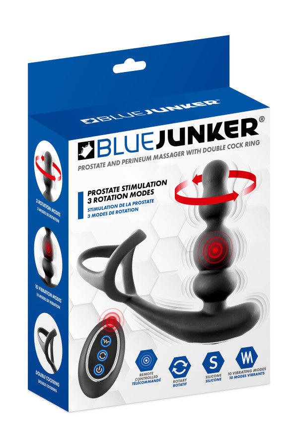 Blue Junker - Estimulador prostático rotatorio con doble anillo para pene