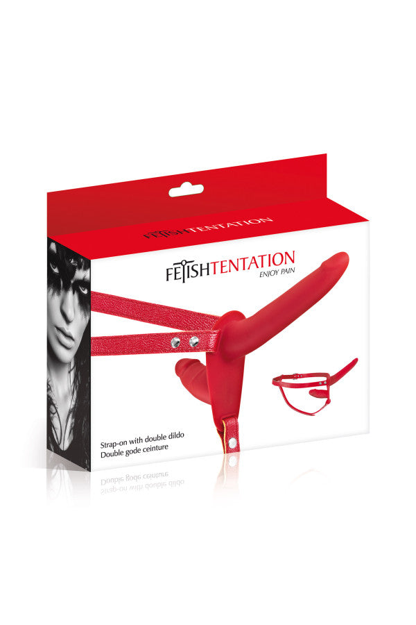 Fetish Tentation - Arnés Strap-On 15,5 cm - Rojo