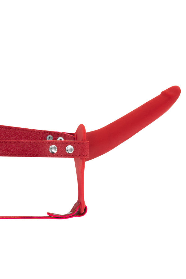 Fetish Tentation - Arnés vibrador con dildo 15'5 cm - Rojo