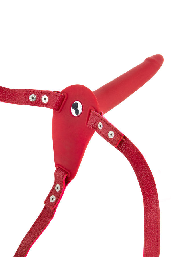 Fetish Tentation - Arnés vibrador con dildo 15'5 cm - Rojo