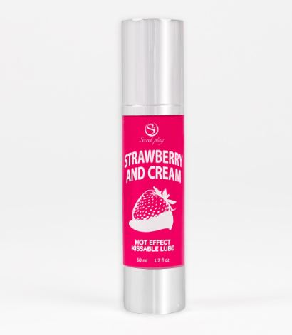 Secret Play - Lubricante Comestible Efecto Calor - Fresa y Nata - 50 ml