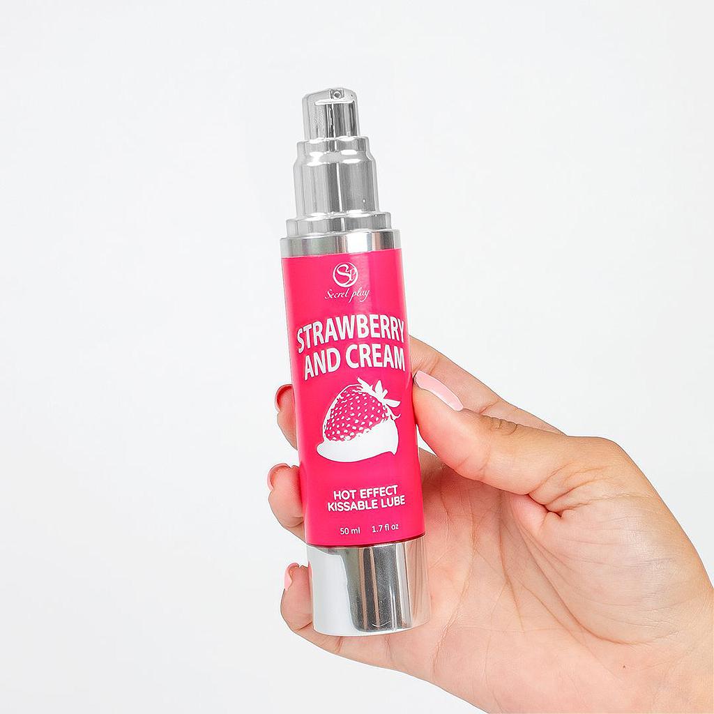 Secret Play - Lubricante Comestible Efecto Calor - Fresa y Nata - 50 ml