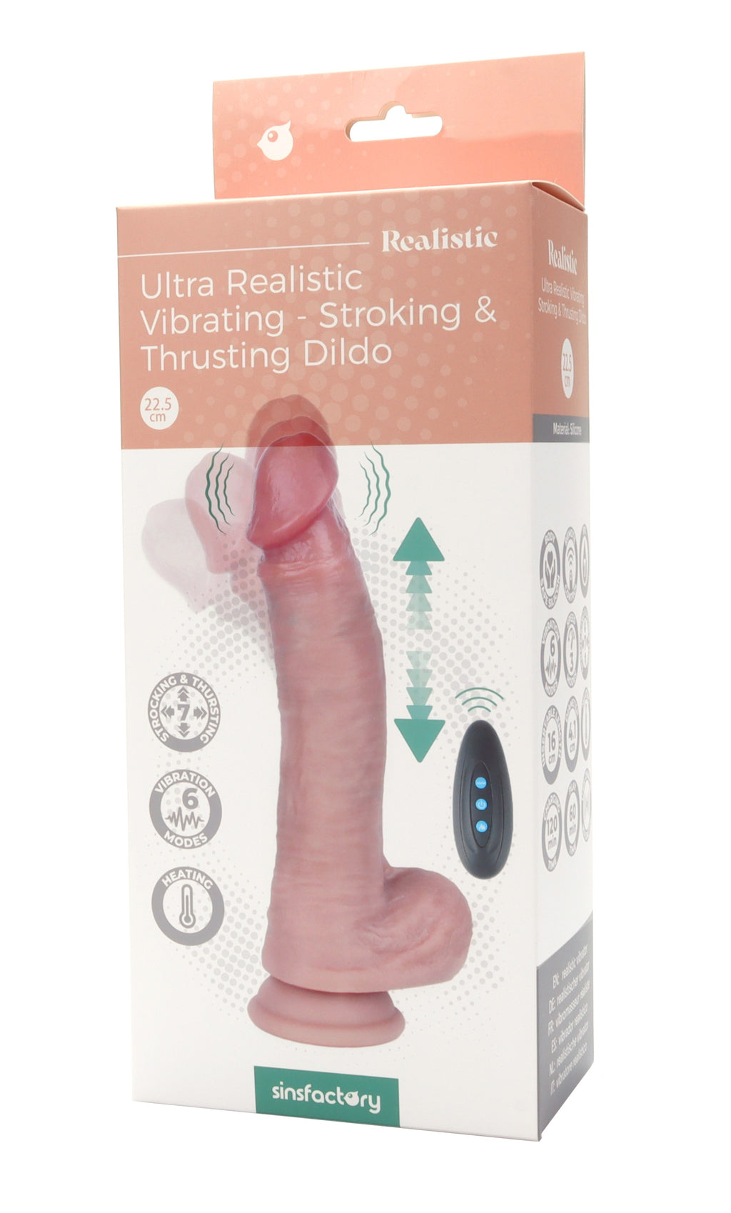 SinsFactory - Vibrador Ultra Realista - Dildo Vibratorio y Penetrador 22,50 cm