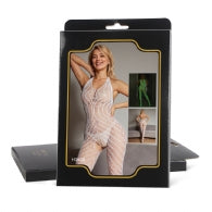 Oh Yeah - Bodystocking Blanco Cuello Halter Braga Abierta - Fluorescente en la Oscuridad
