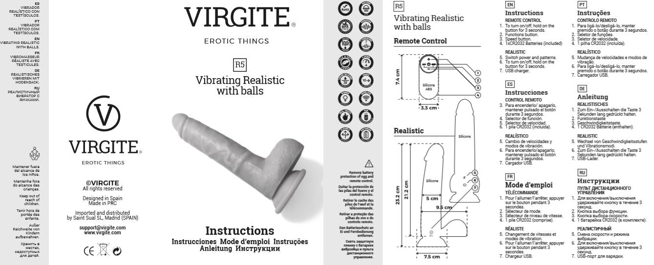 VIBRADOR REALISTA R5" 21CM CON CONTROL REMOTO"