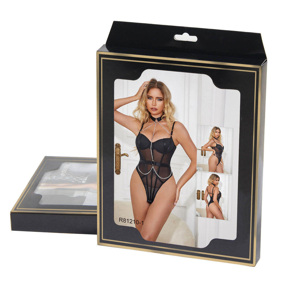 Oh Yeah - Body con Transparencias y Gargantilla con Cadenas