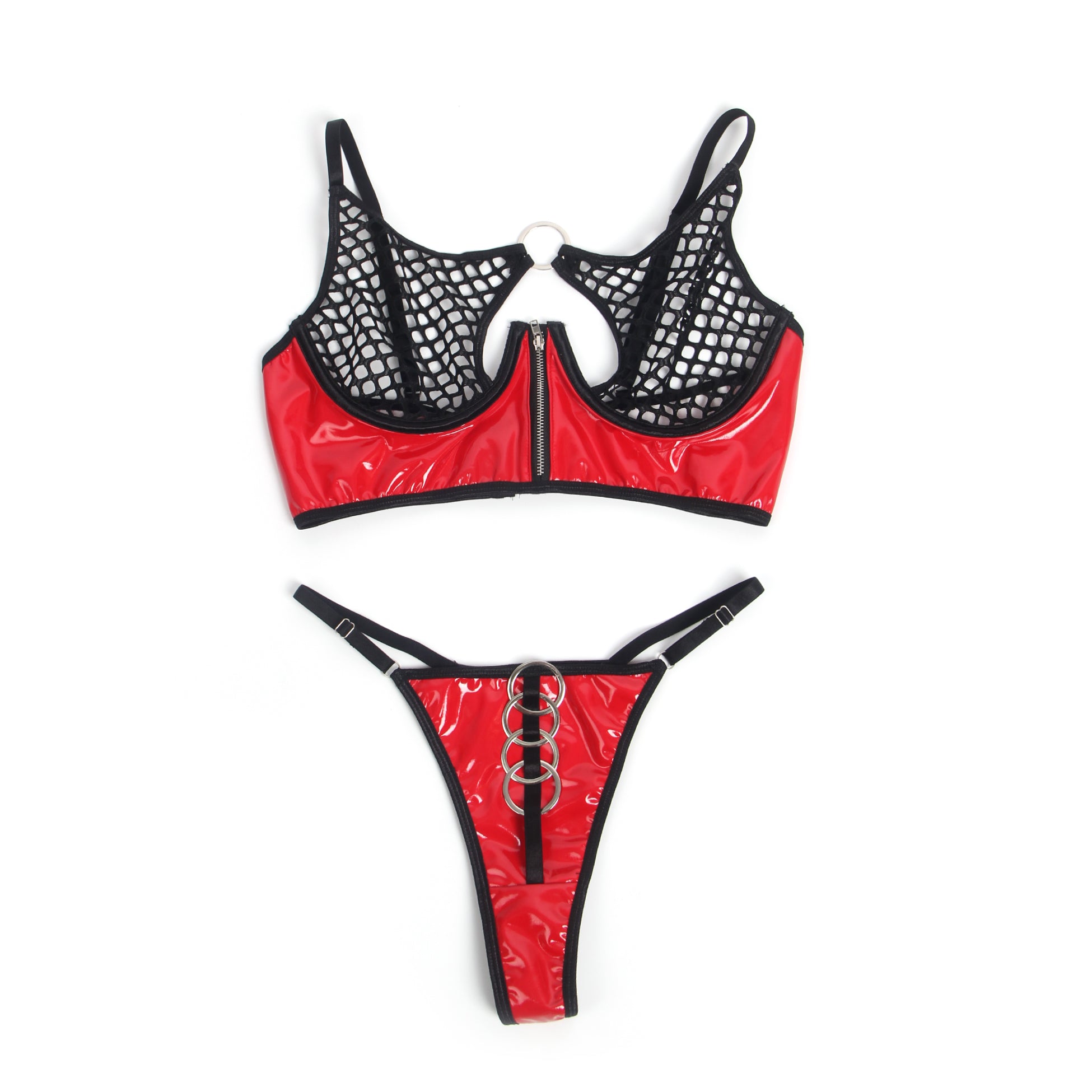 Oh Yeah - Conjunto de 2 Piezas de Látex Rojo y Rejilla