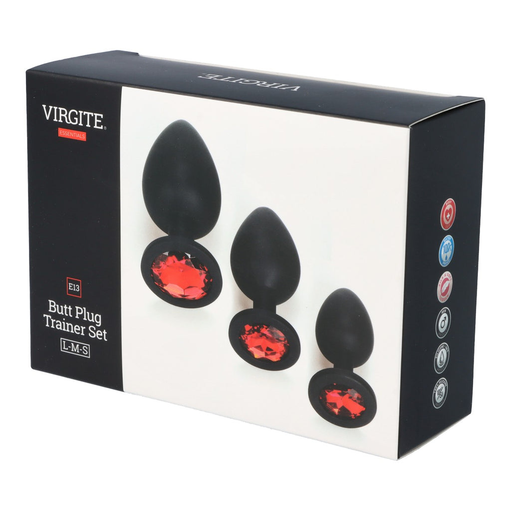 JUEGO DE TAPONES X3 E13 SILICONA NEGRO-RUBÍ