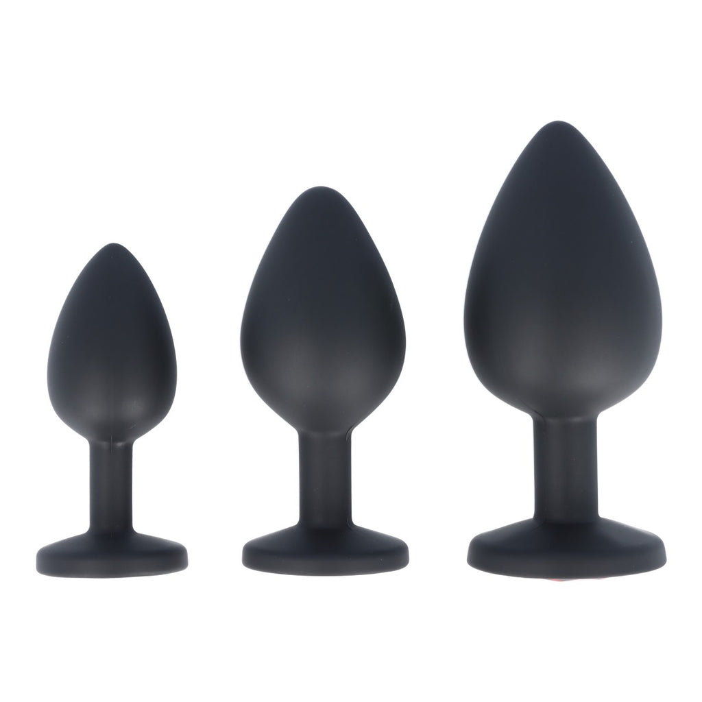 JUEGO DE TAPONES X3 E13 SILICONA NEGRO-RUBÍ