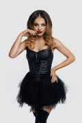 Glossy - Vestido de polipiel con falda de tul - Elisia