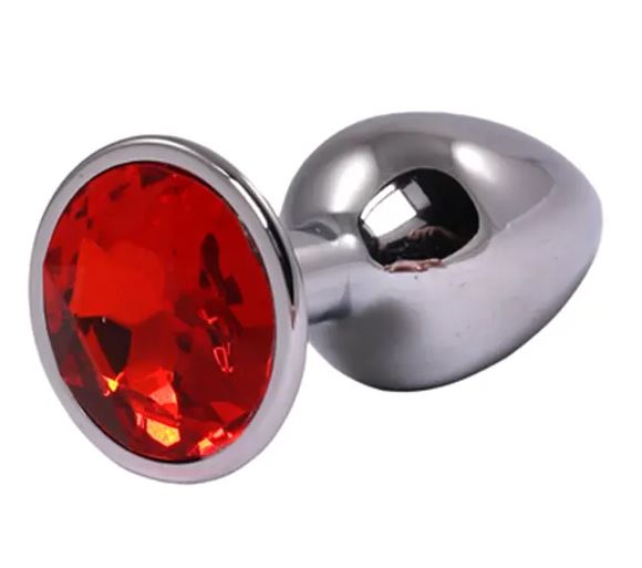 Fantasy Toys - Plug Anal de Metal con Joya Roja - L