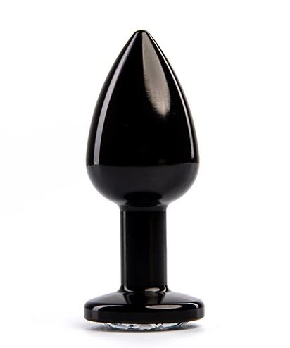 Fantasy Toys - Plug de Metal Negro con Gema Plateada - S
