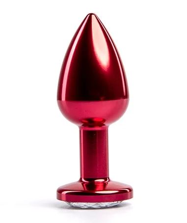 Fantasy Toys - Plug de Metal Rojo con Joya Plateada - S