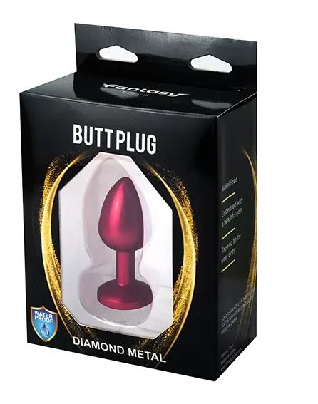 Fantasy Toys - Plug de Metal Rojo con Joya Plateada - S