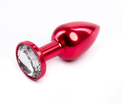 Fantasy Toys - Plug de Metal Rojo con Joya Plateada - S