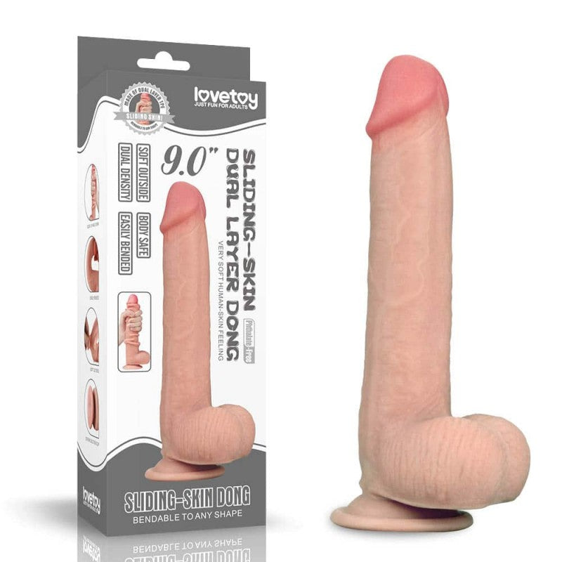Doble dildo con piel deslizante de 9''