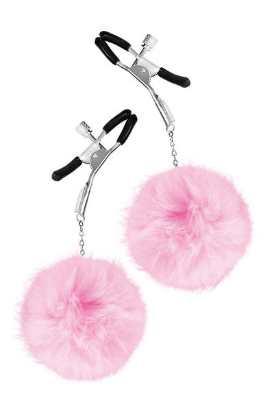 Sweet Caress - Pinza para Pezones Ajustable con Pompones - Rosa