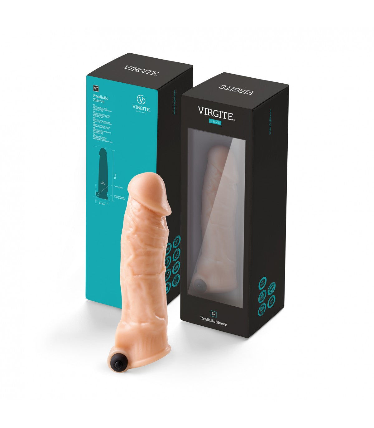 VAINA PARA PENE REALISTA S7 CARNE 21 CM CON VIBRACIÓN