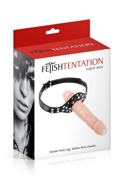 Fetish Tentation - Mordaza de bola con doble dildo - Color carne