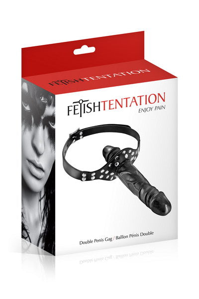 Fetish Tentation - Mordaza de bola con doble dildo - Negro