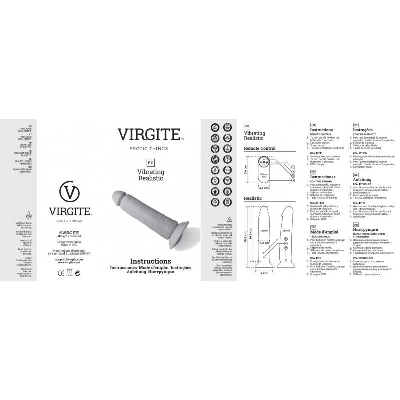 VIBRADOR REALISTA R11" CARNE 14,4 CM CON MANDO A DISTANCIA"