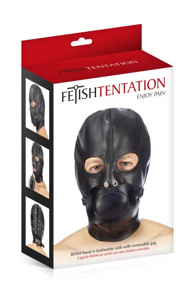 Fetish Tentation - Máscara con Correa y Mordaza Desmontable - Negro