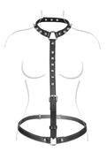 Fetish Tentation - Arnés Tachonado para Hombre con Collar - Negro
