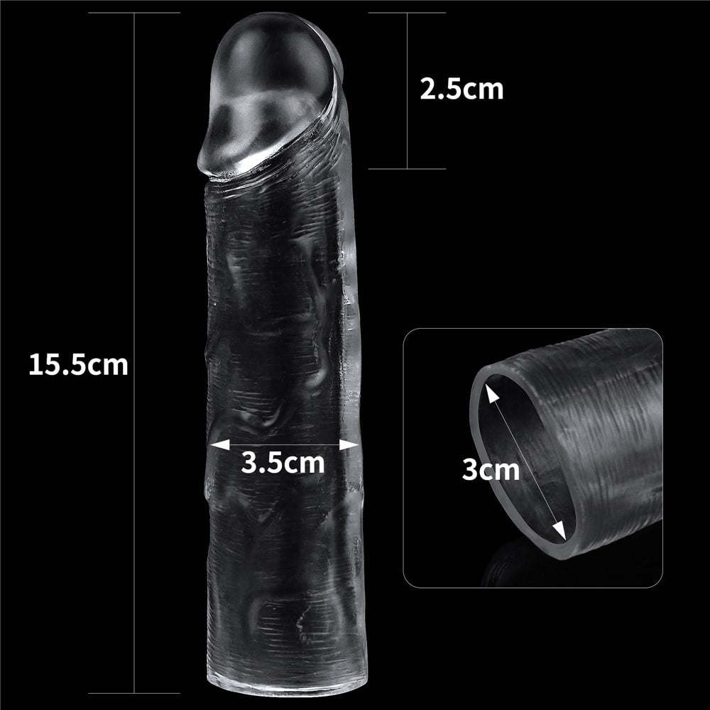 Funda para pene transparente impecable Agregue 2,54 cm