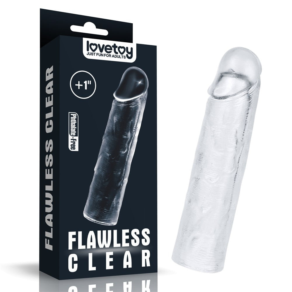 Funda para pene transparente impecable Agregue 2,54 cm