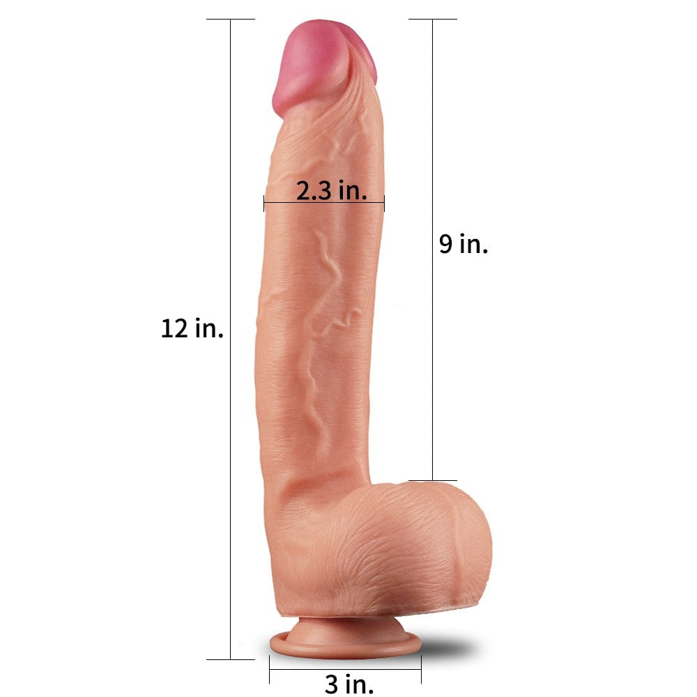 Doble capa de silicona de platino de 30 cm con pene 1