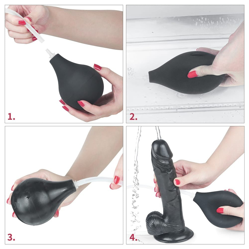 Dildo extremo de 9'' con chorro - Negro