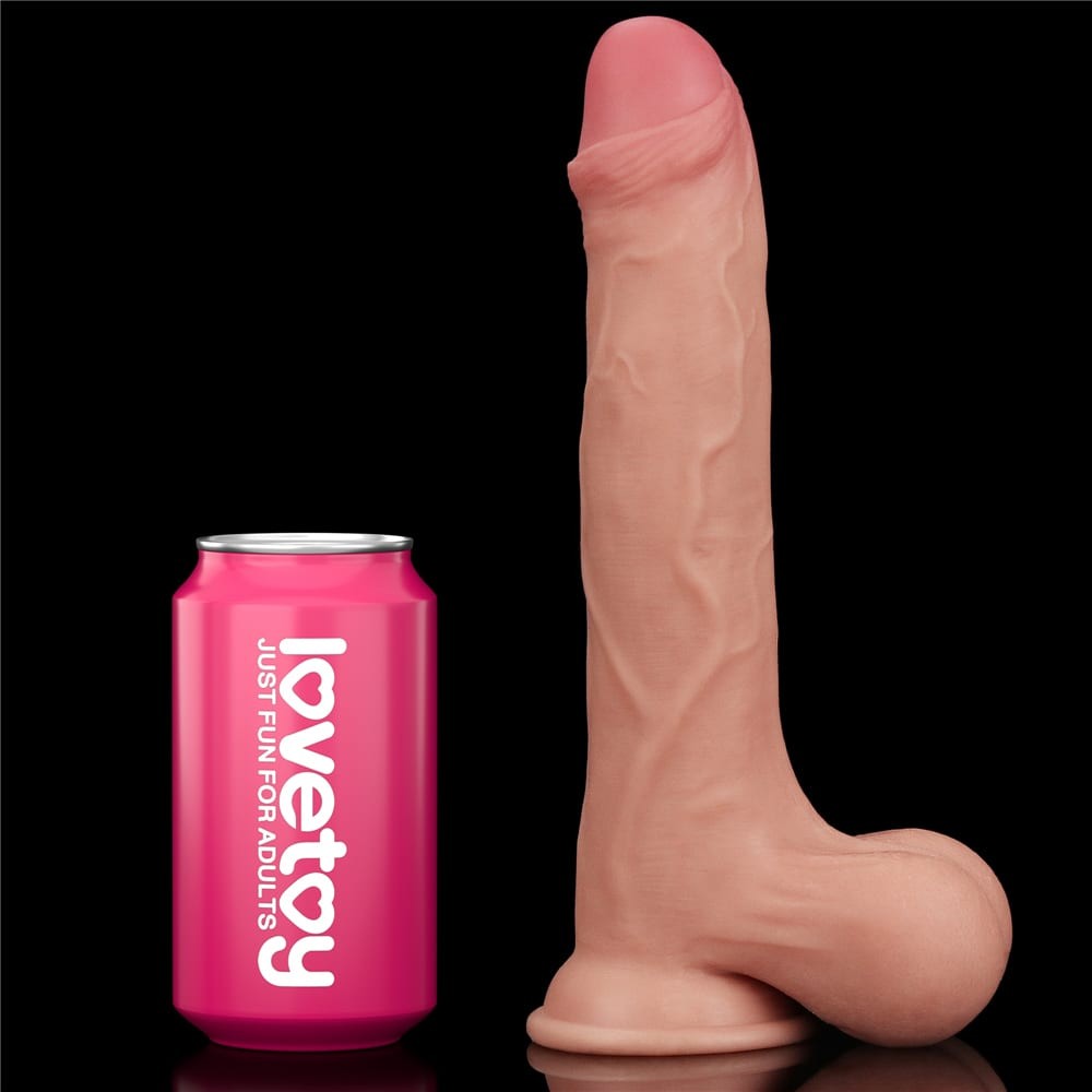 Dildo de doble capa con piel móvil de 9,5'' - Testículo entero