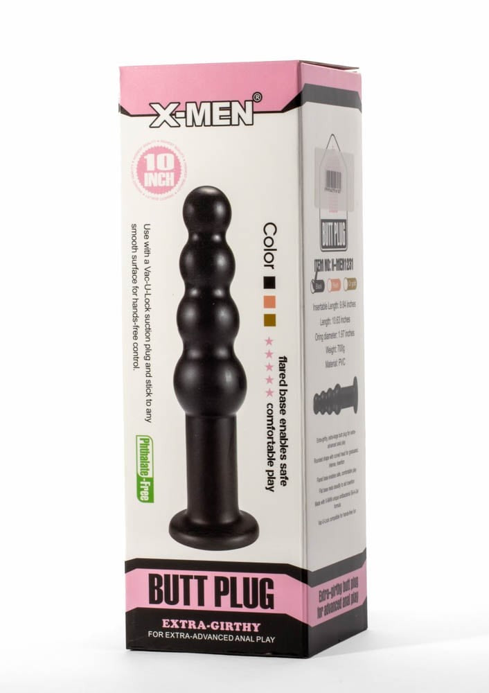 Plug anal extra grueso X-Men de 10" Negro II