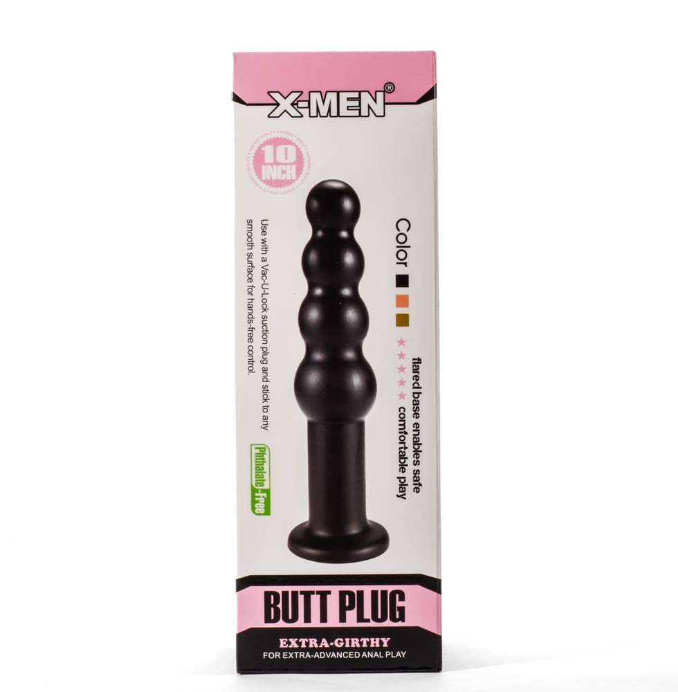 Plug anal extra grueso X-Men de 10" Negro II