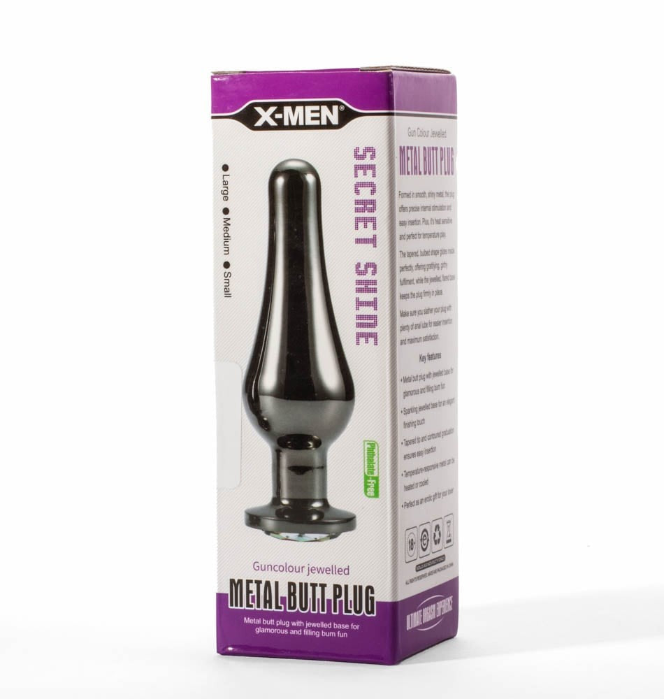 Plug anal de metal con joyas de colores X-Men Secret Shine Gun L
