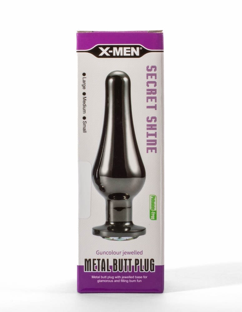 Plug anal de metal con joyas de colores X-Men Secret Shine Gun L