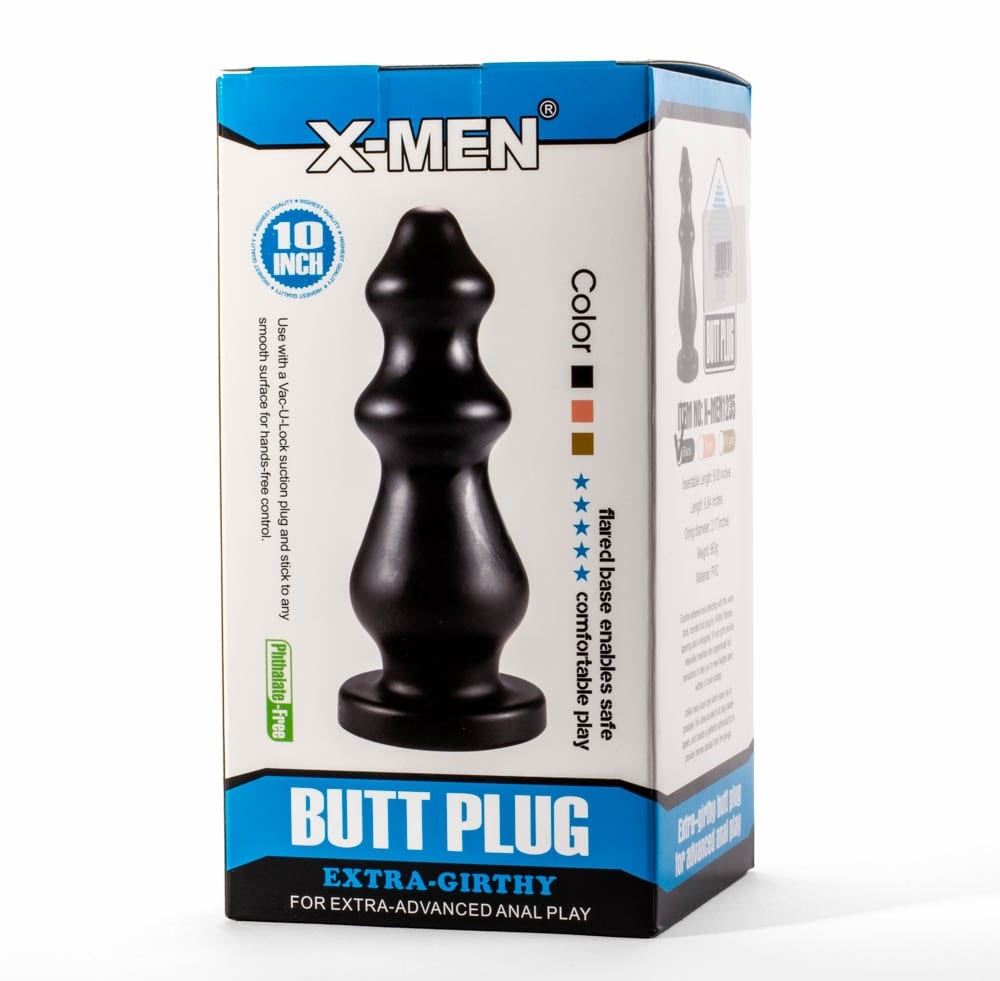 Plug anal extra grueso X-Men de 10" Negro VI
