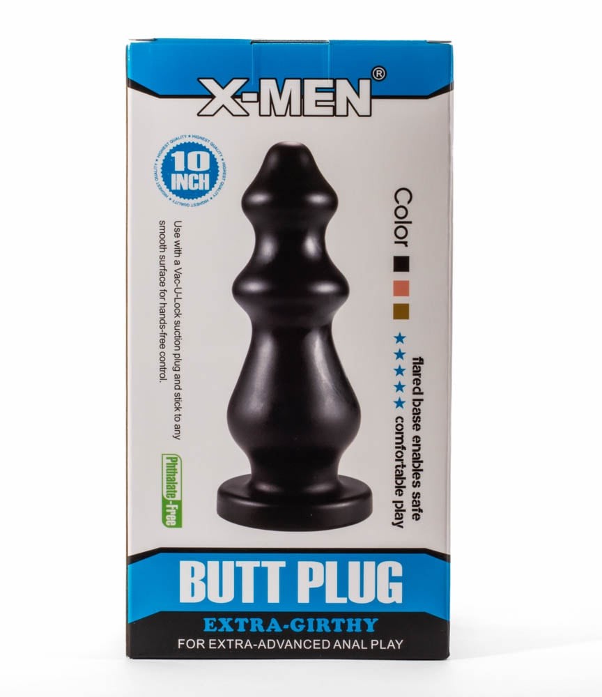 Plug anal extra grueso X-Men de 10" Negro VI