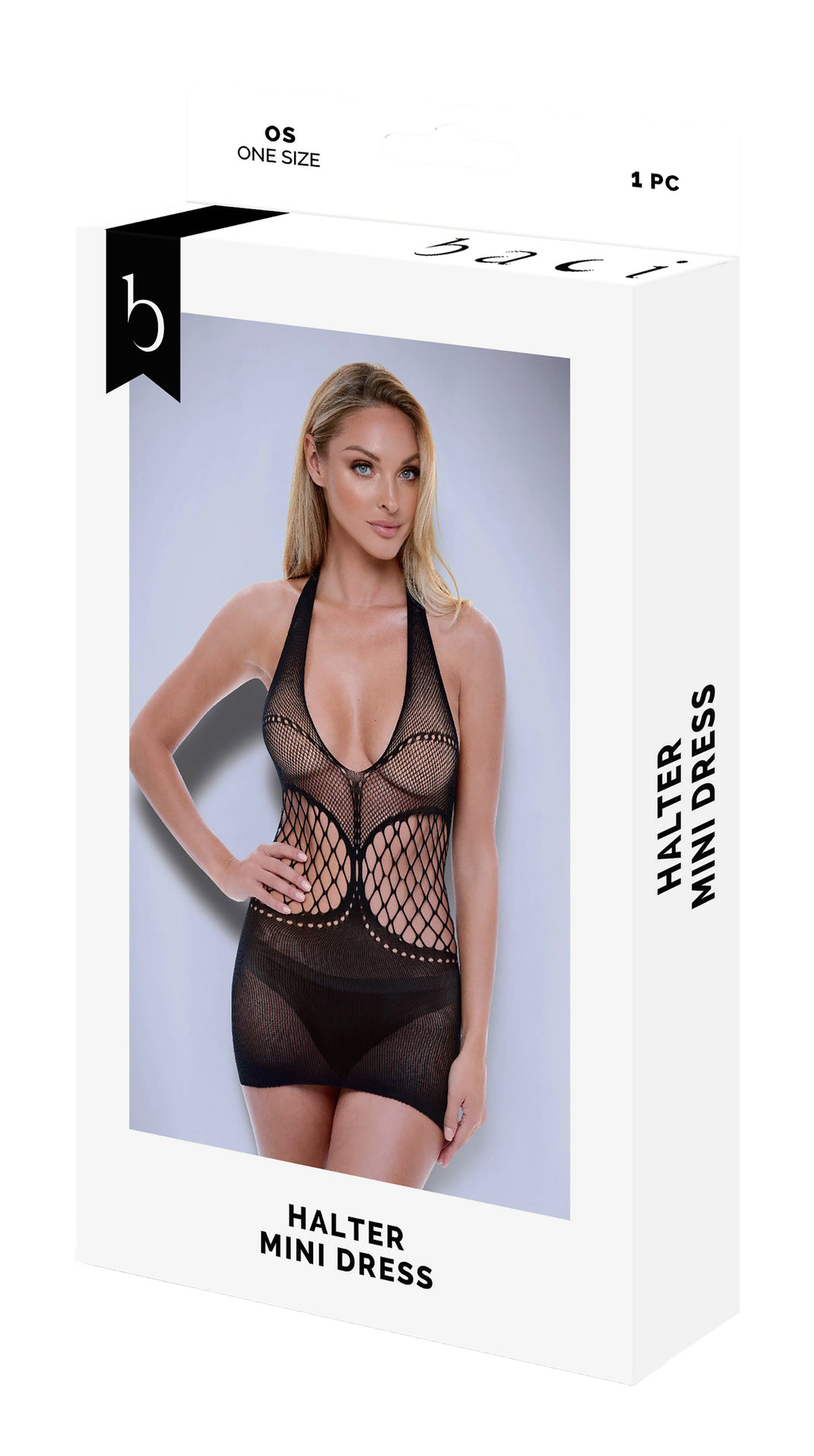 MINIVESTIDO BESO HALTER NEGRO, T.U.