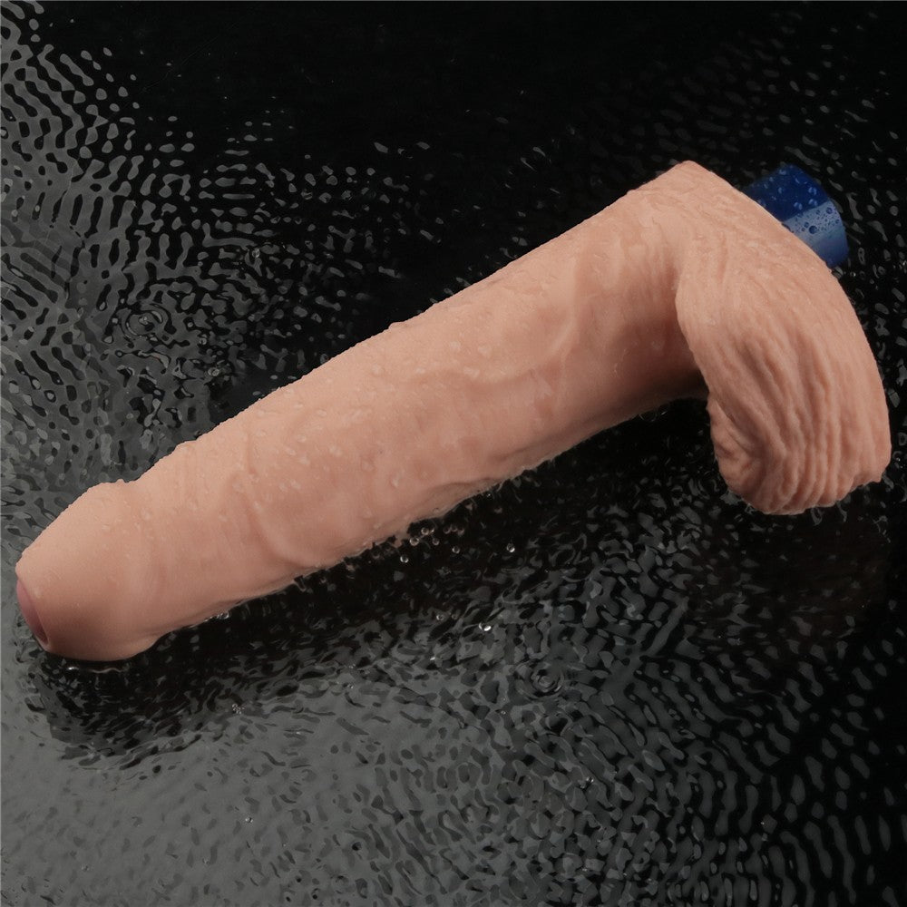 Dildo vibrador recargable REAL SOFTEE de 9" (color carne)