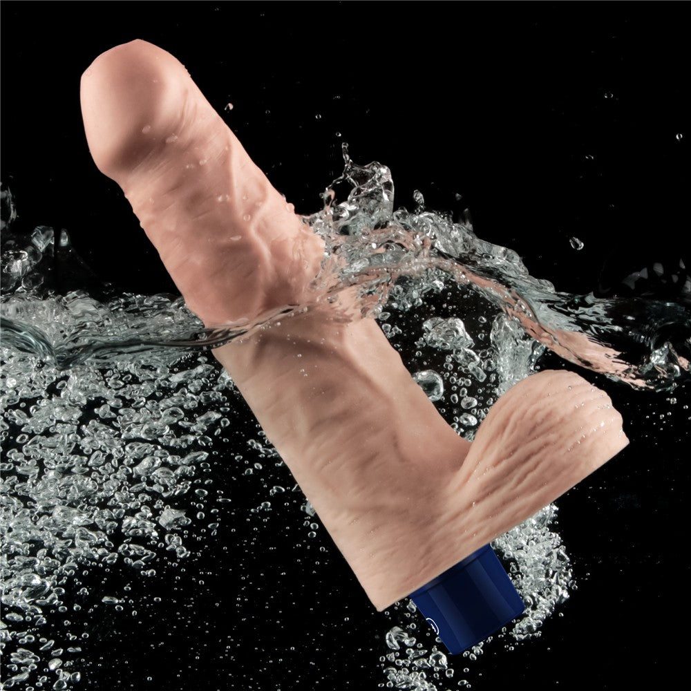 Dildo vibrador recargable REAL SOFTEE de 9" (color carne)
