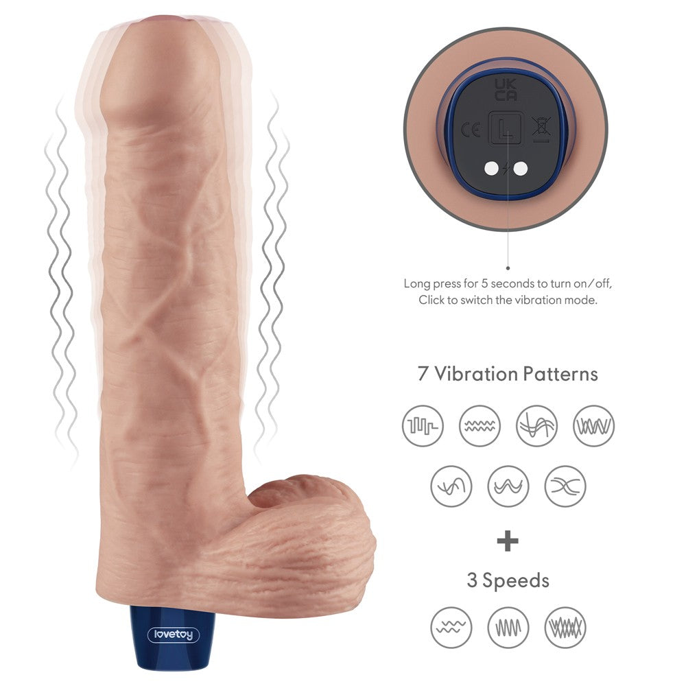 Dildo vibrador recargable REAL SOFTEE de 9" (color carne)