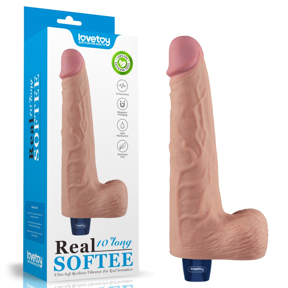 Dildo vibrador recargable REAL SOFTEE de 10" (color carne)_B15O50_4
