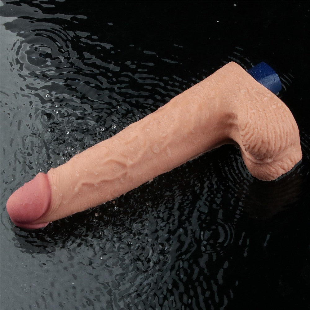 Dildo vibrador recargable REAL SOFTEE de 10" (color carne)_B15O50_4