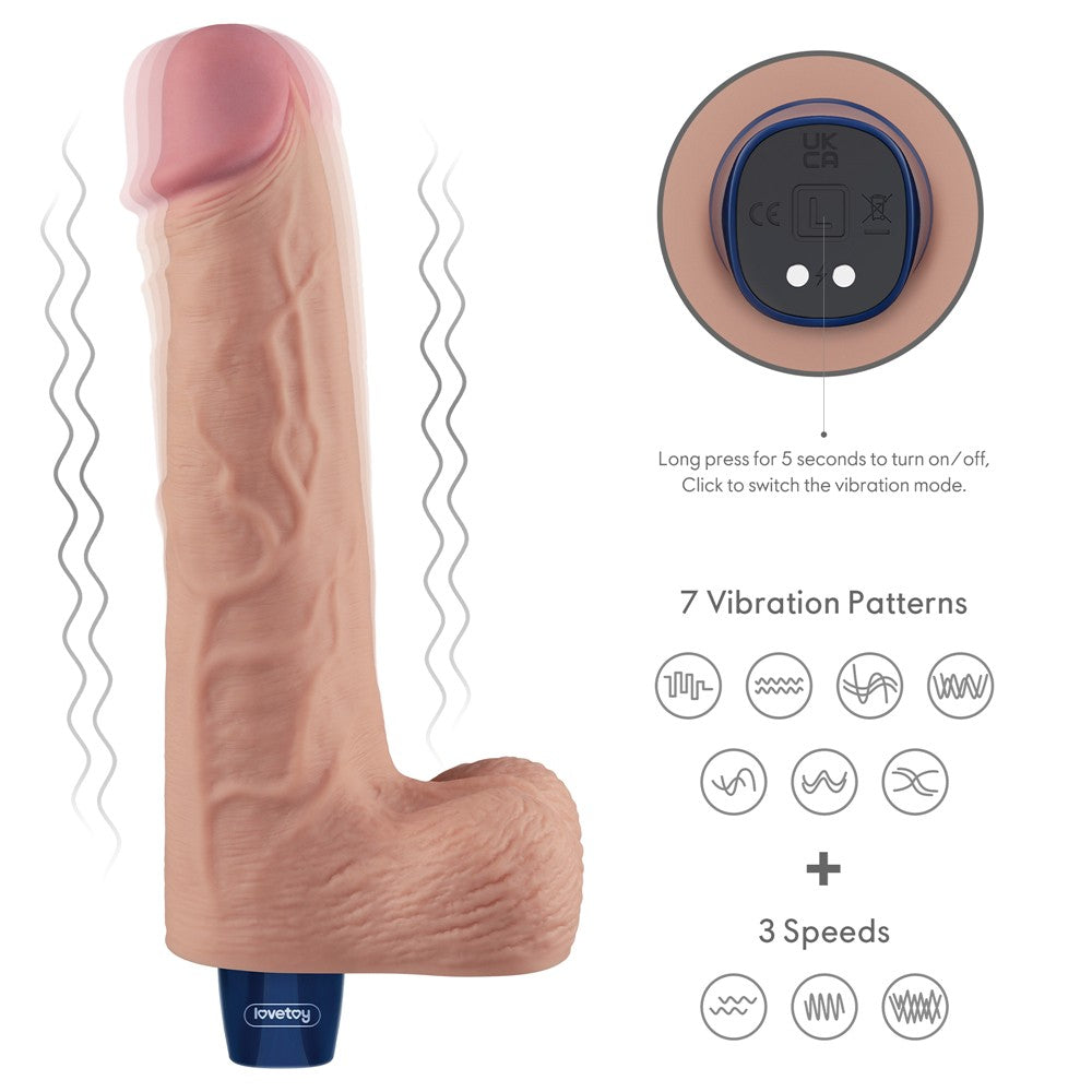 Dildo vibrador recargable REAL SOFTEE de 10" (color carne)_B15O50_4