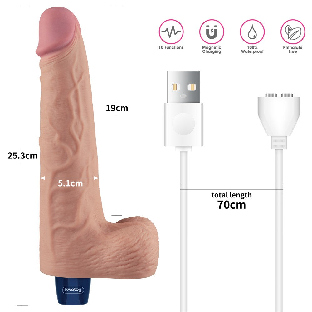 Dildo vibrador recargable REAL SOFTEE de 10" (color carne)_B15O50_4