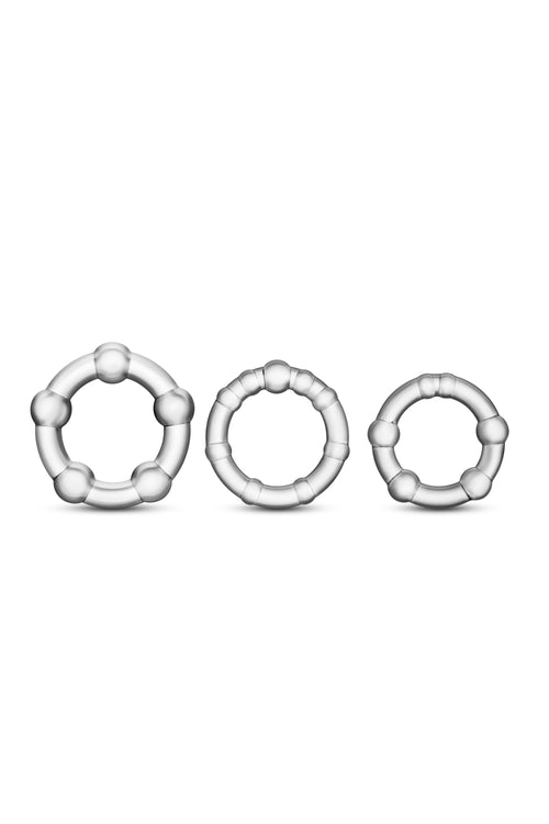 ANILLOS PARA EL PENE CON PERLAS TRANSPARENTES STAY HARD